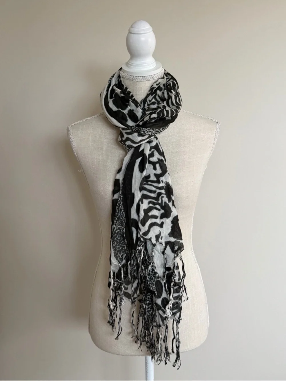 Black and White Animal Print Scarf